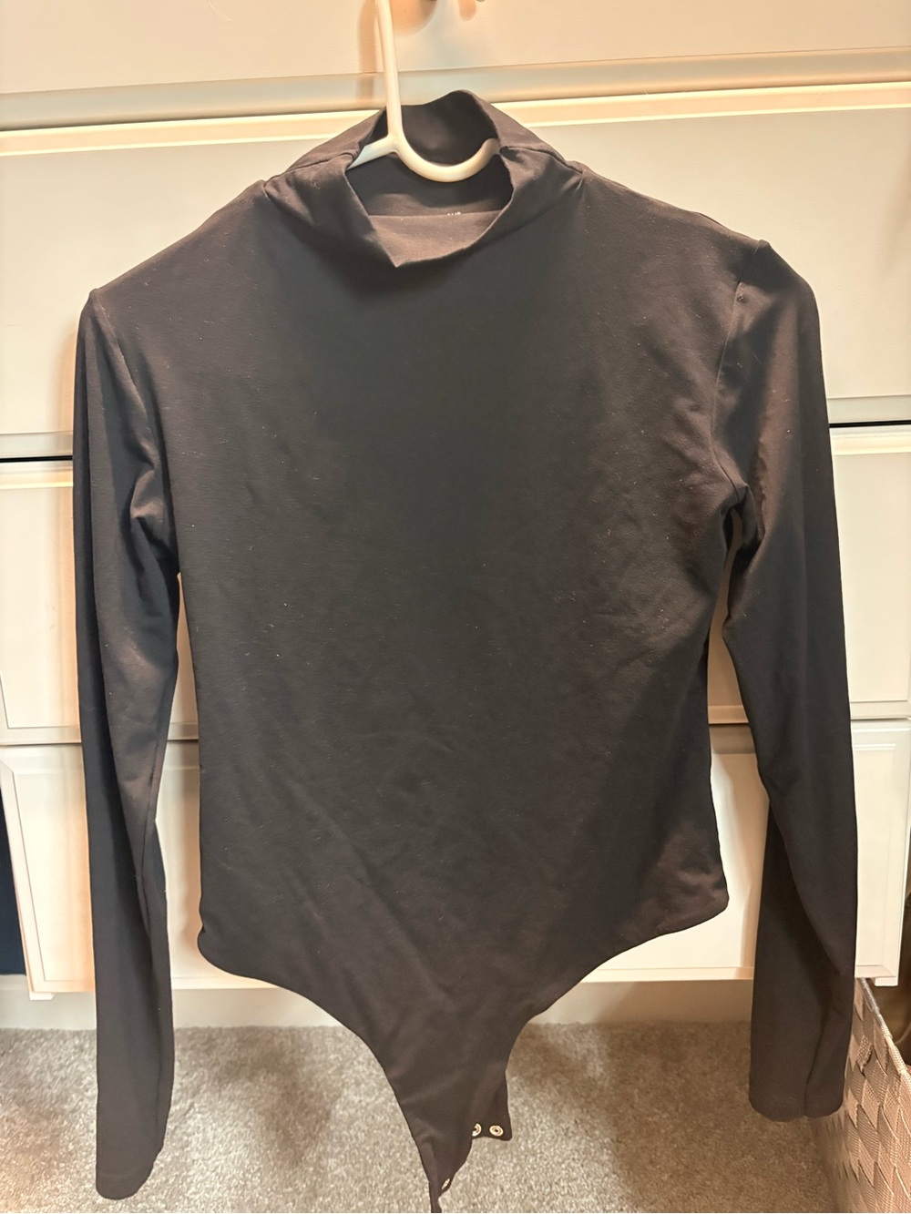 Women's Black Long-Sleeve Mock Neck Bodysuit
